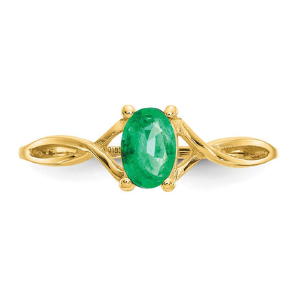 10K Polished Genuine Emerald Birthstone Ring