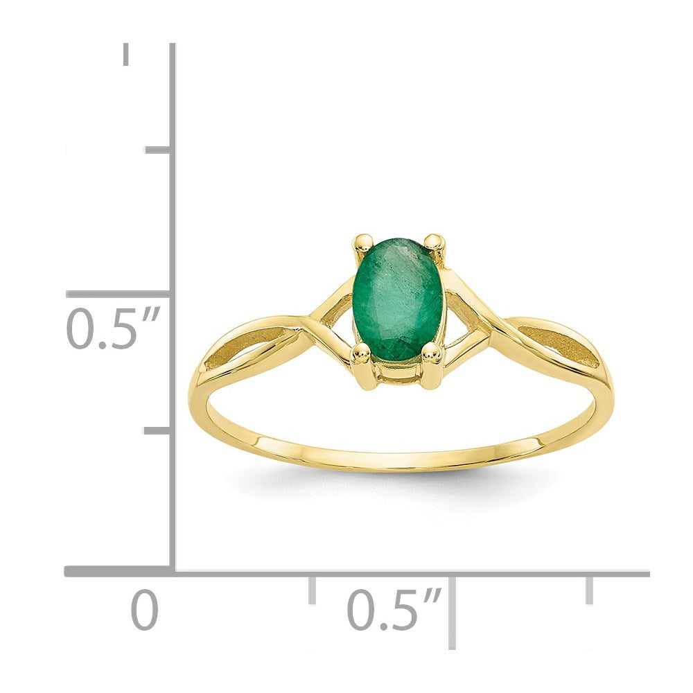 10K Polished Genuine Emerald Birthstone Ring