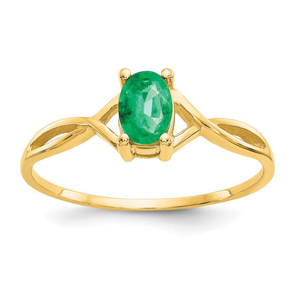 10K Polished Genuine Emerald Birthstone Ring