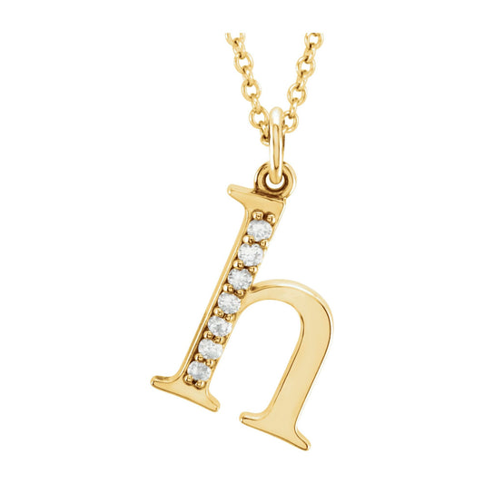 .03 CTW Natural Diamond Lowercase Initial H 16" Necklace