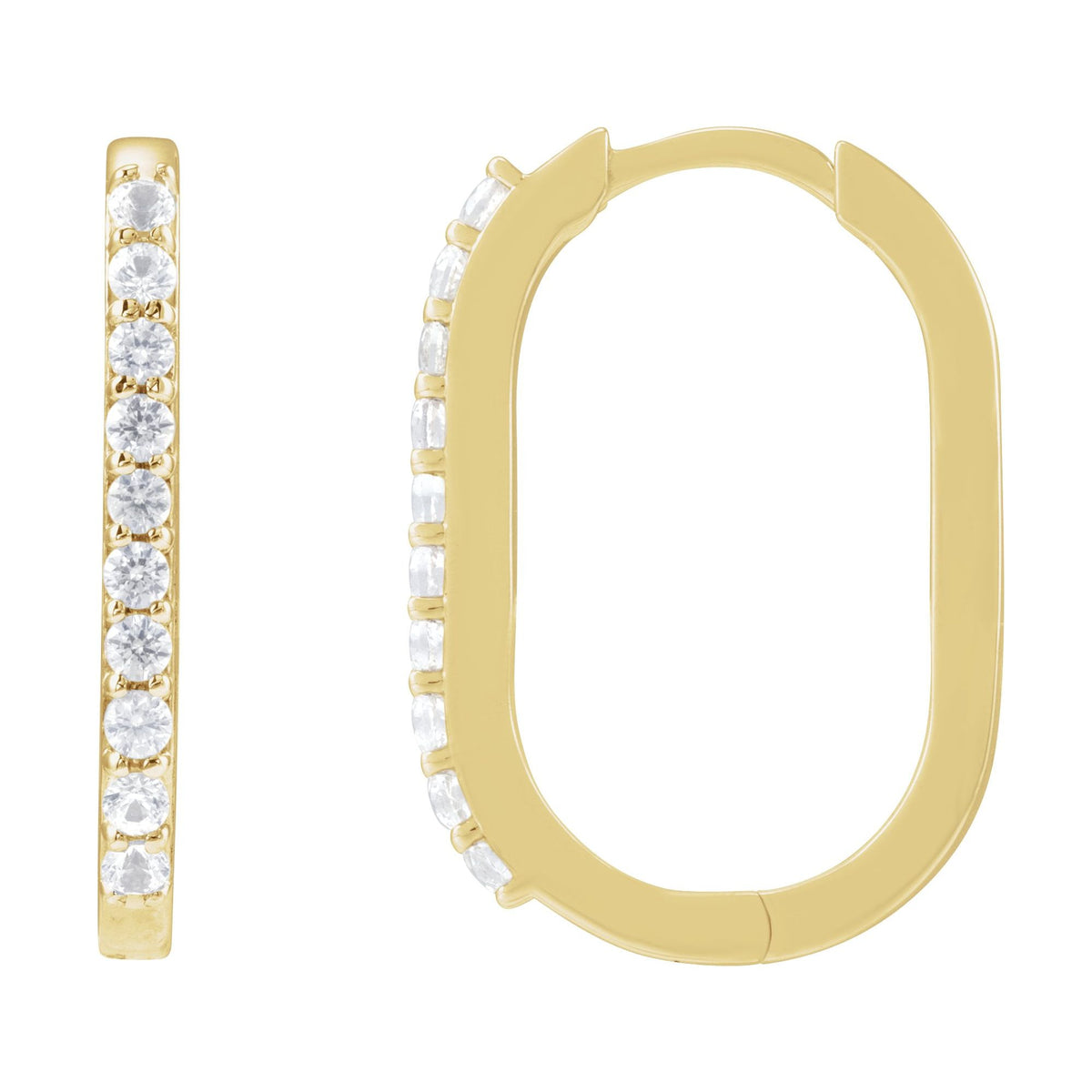 Natural White Sapphire 20 mm Hoop Earrings