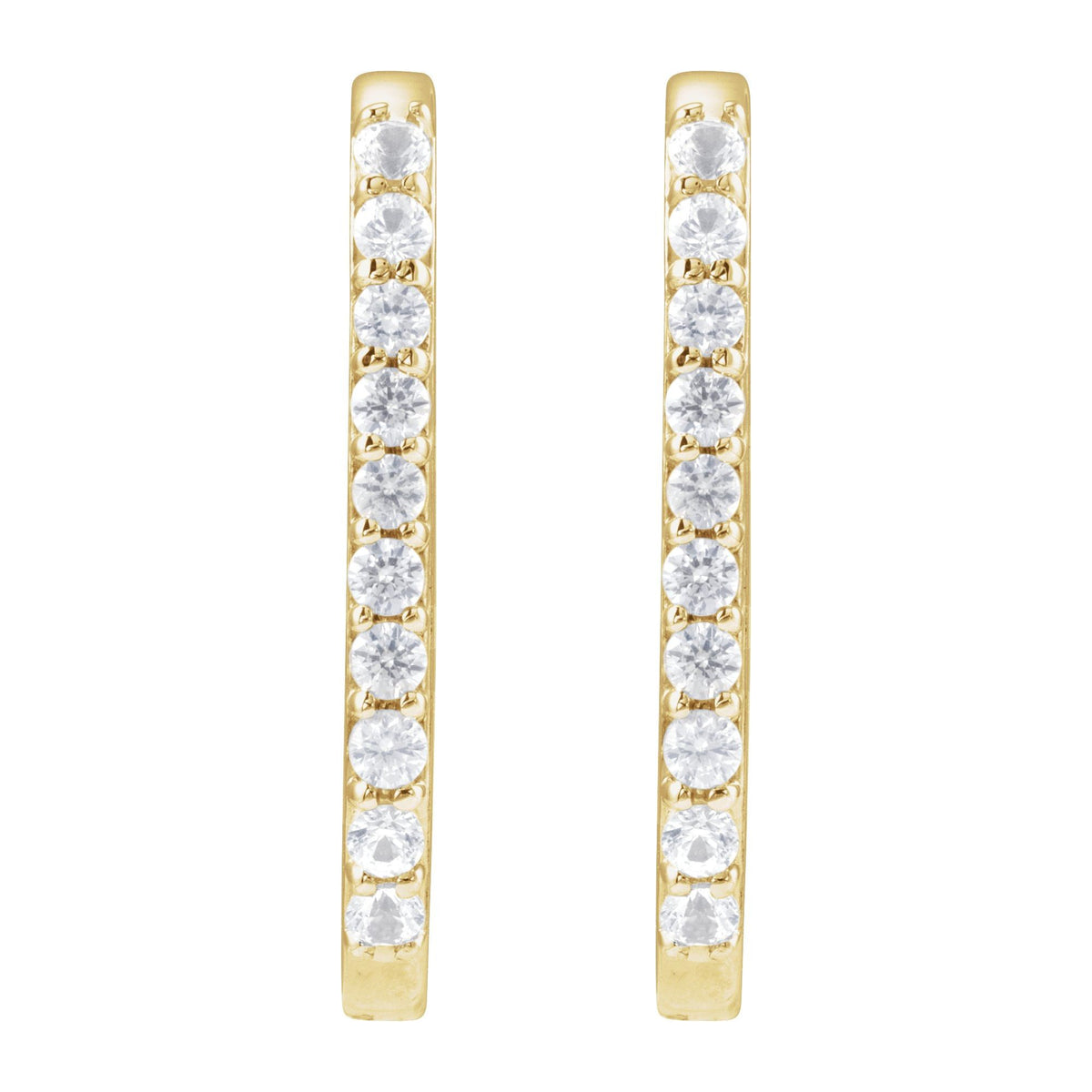 Natural White Sapphire 20 mm Hoop Earrings