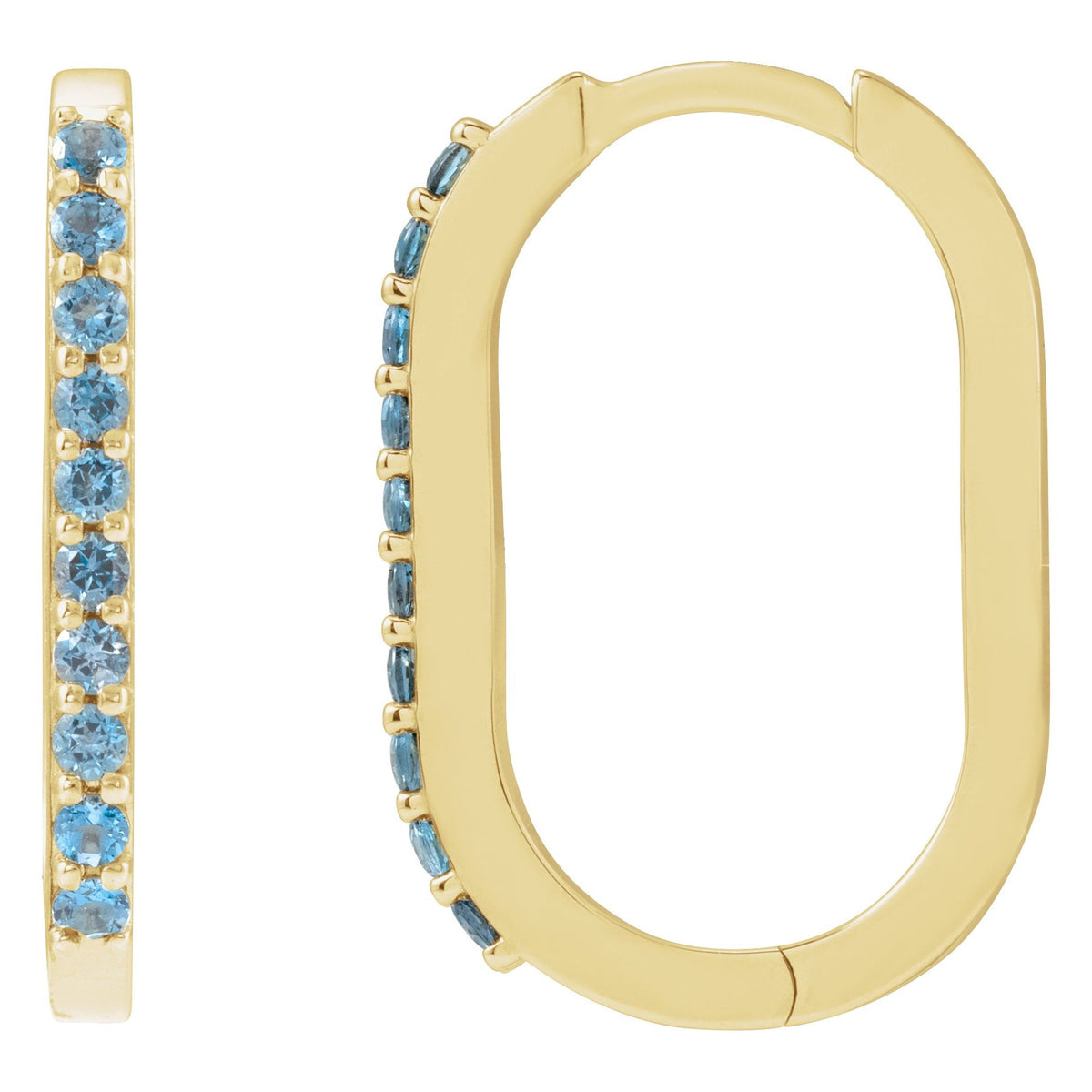 Natural London Blue Topaz 20 mm Hoop Earrings