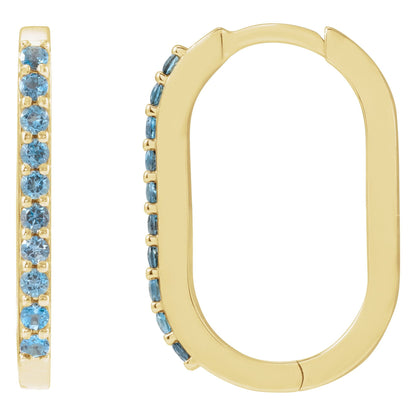 Natural London Blue Topaz 20 mm Hoop Earrings