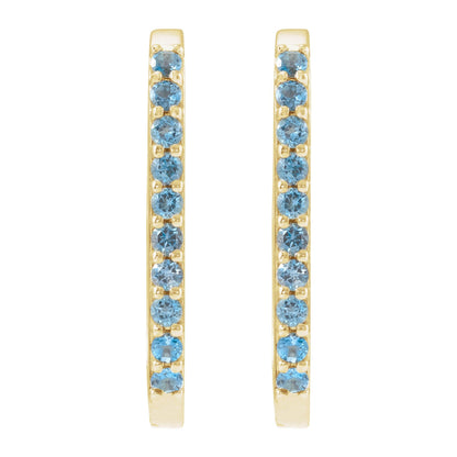 Natural London Blue Topaz 20 mm Hoop Earrings
