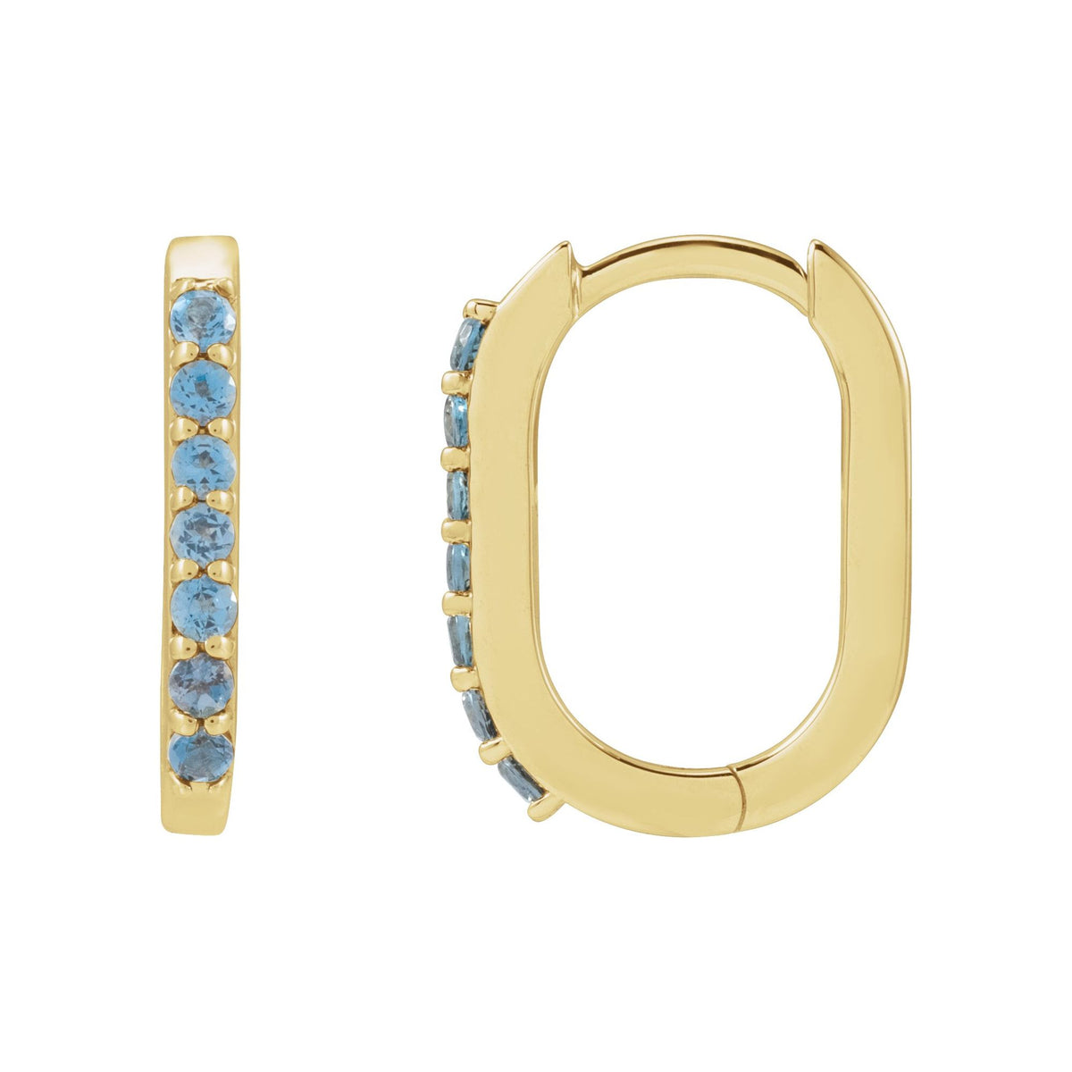 Natural London Blue Topaz 14 mm Hoop Earrings