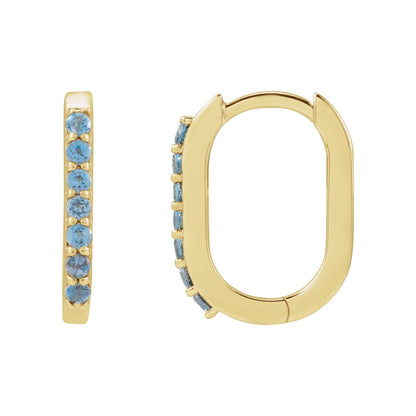 Natural London Blue Topaz 14 mm Hoop Earrings