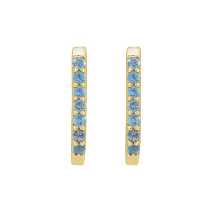 Natural London Blue Topaz 14 mm Hoop Earrings