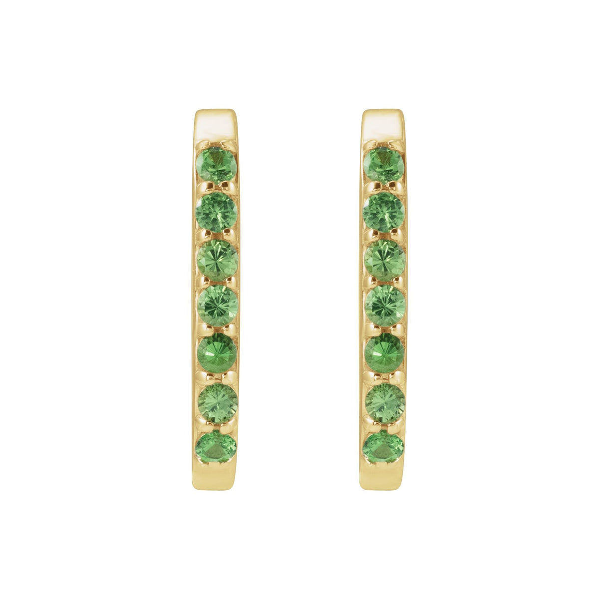 Natural Tsavorite Garnet 14 mm Hoop Earrings