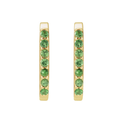 Natural Tsavorite Garnet 14 mm Hoop Earrings