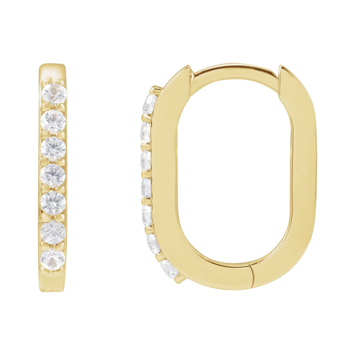 Natural White Sapphire 14 mm Hoop Earrings
