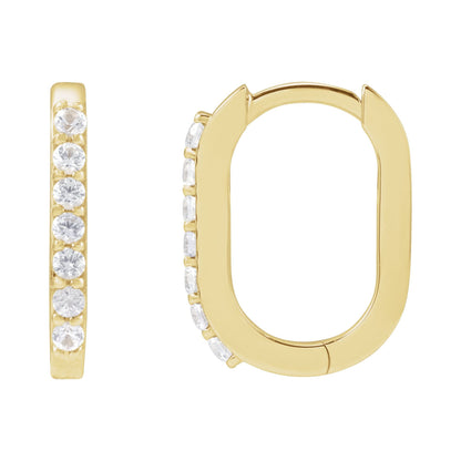 Natural White Sapphire 14 mm Hoop Earrings