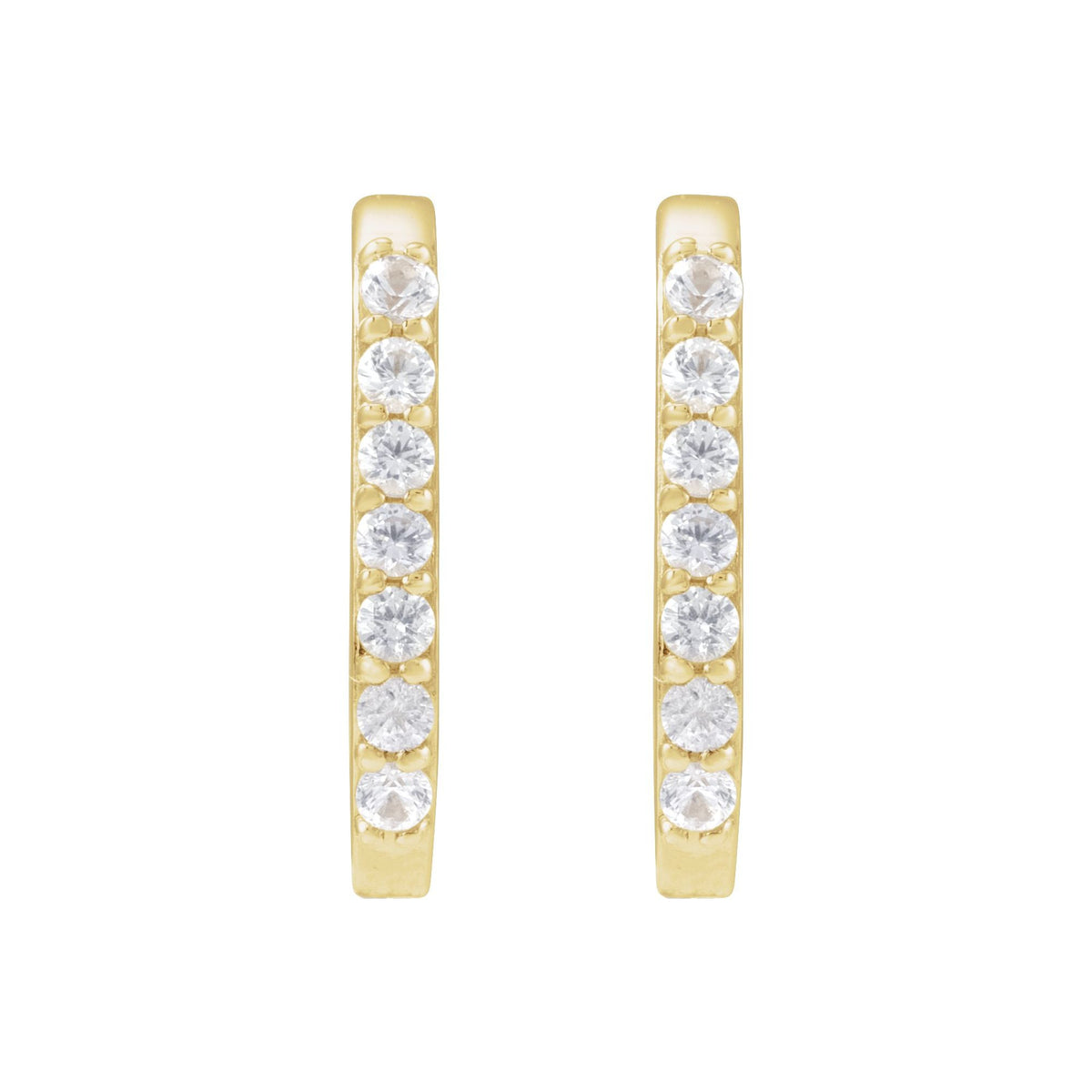 Natural White Sapphire 14 mm Hoop Earrings