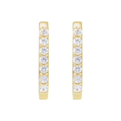 Natural White Sapphire 14 mm Hoop Earrings