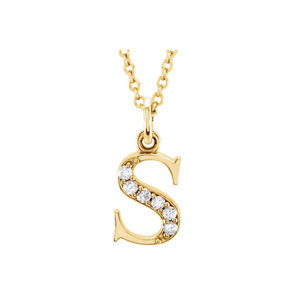 Natural Diamond Initial Necklace or Pendant