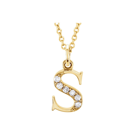 Natural Diamond Initial Necklace or Pendant