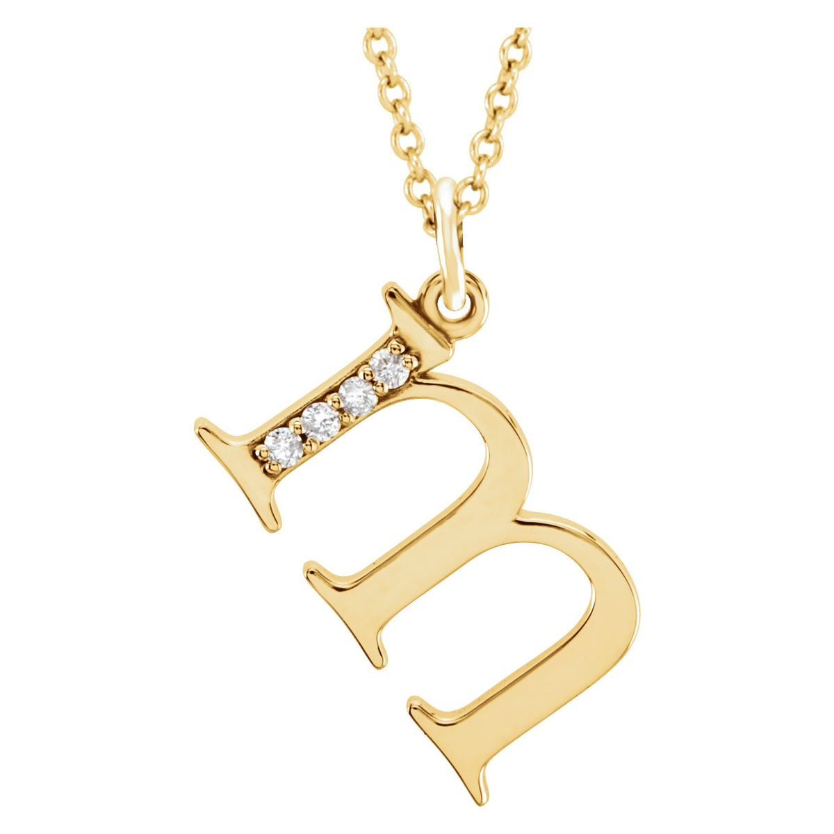 .02 CTW Natural Diamond Lowercase Initial M 16" Necklace