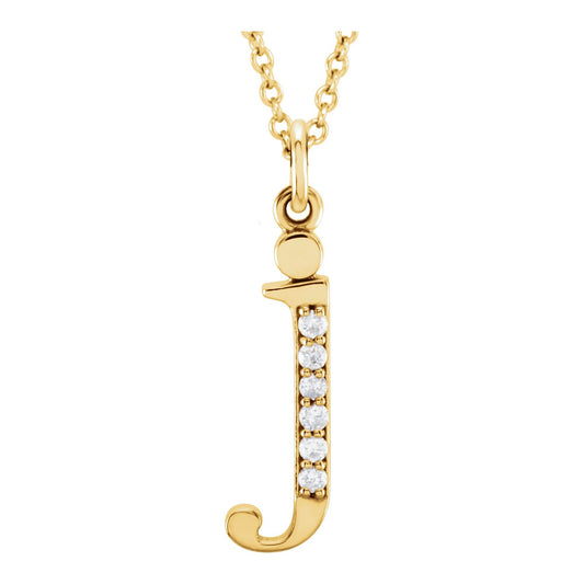 .025 CTW Natural Diamond Lowercase Initial J 16" Necklace