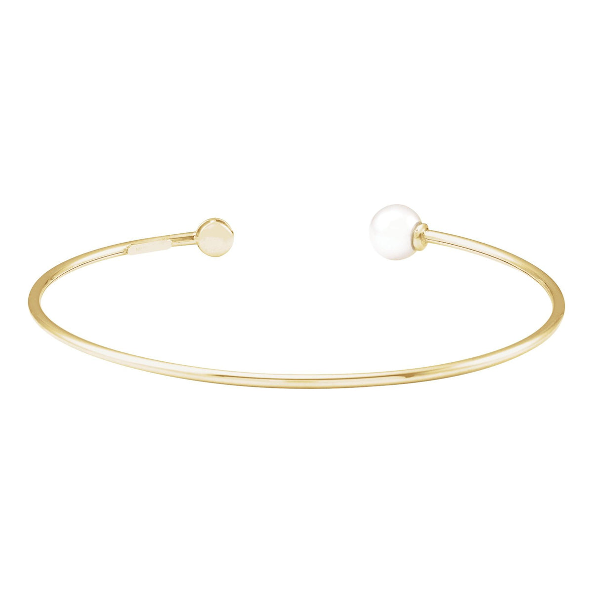 Cultured White Freshwater Pearl & .03 CT Natural Diamond Cuff 7" Bracelet