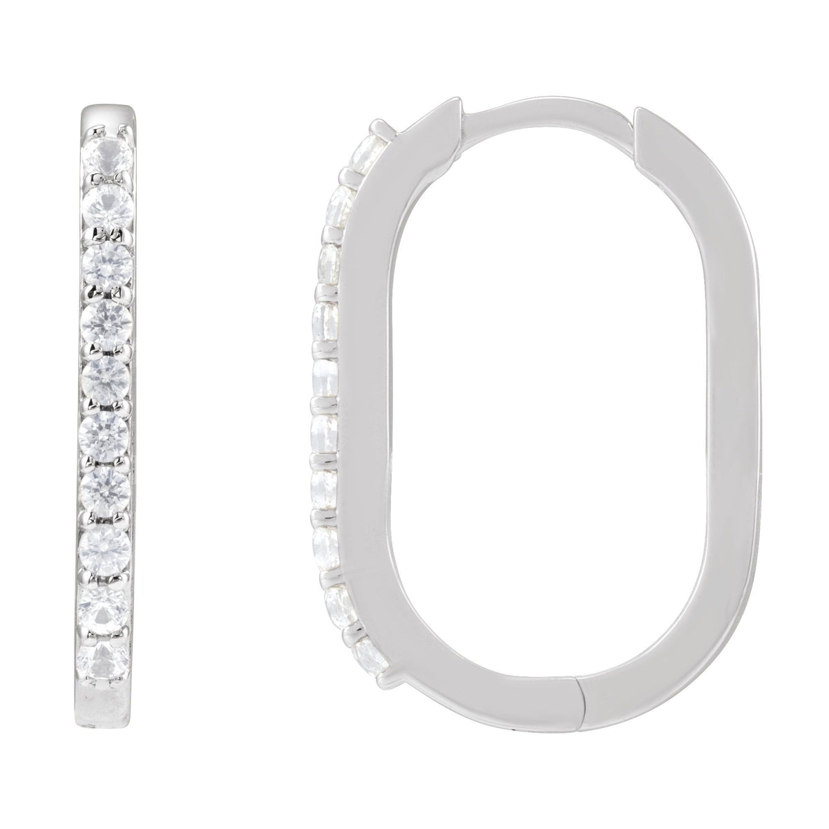 Natural White Sapphire 20 mm Hoop Earrings