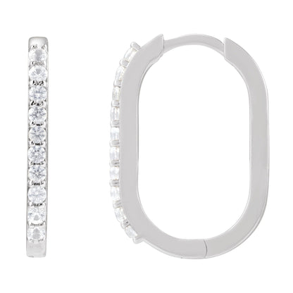Natural White Sapphire 20 mm Hoop Earrings
