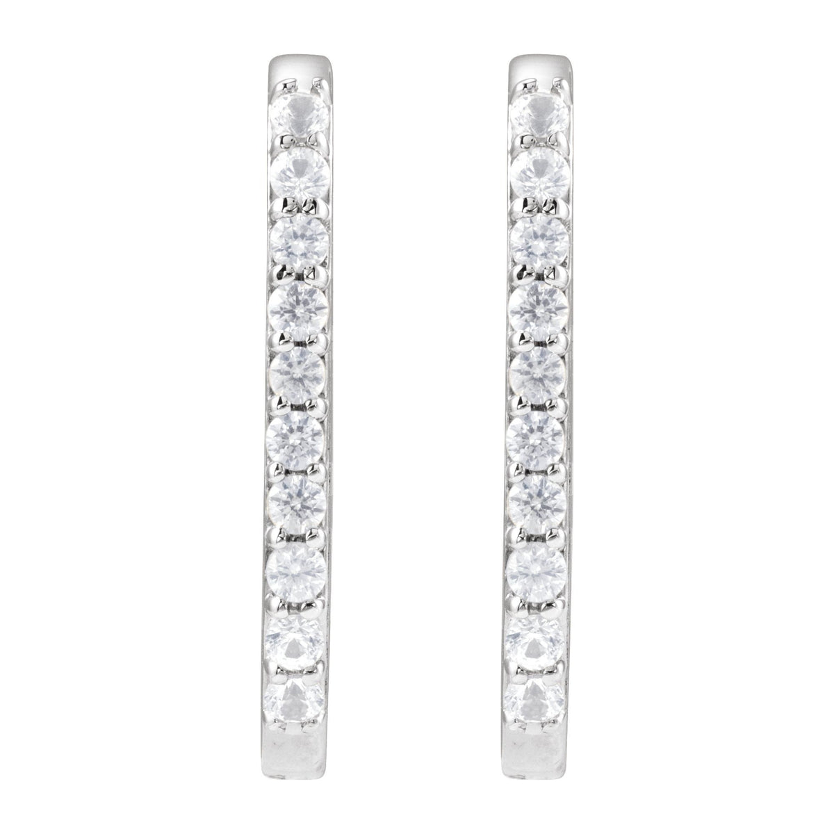 Natural White Sapphire 20 mm Hoop Earrings