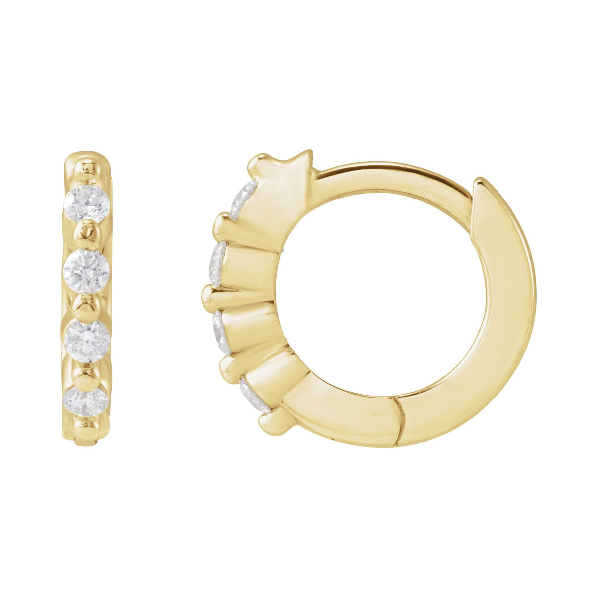 Natural Diamond Accented Hinged Hoop Earrings
