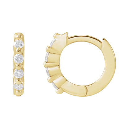 Natural Diamond Accented Hinged Hoop Earrings