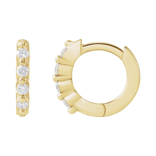Natural Diamond Accented Hinged Hoop Earrings