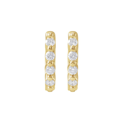 Natural Diamond Accented Hinged Hoop Earrings