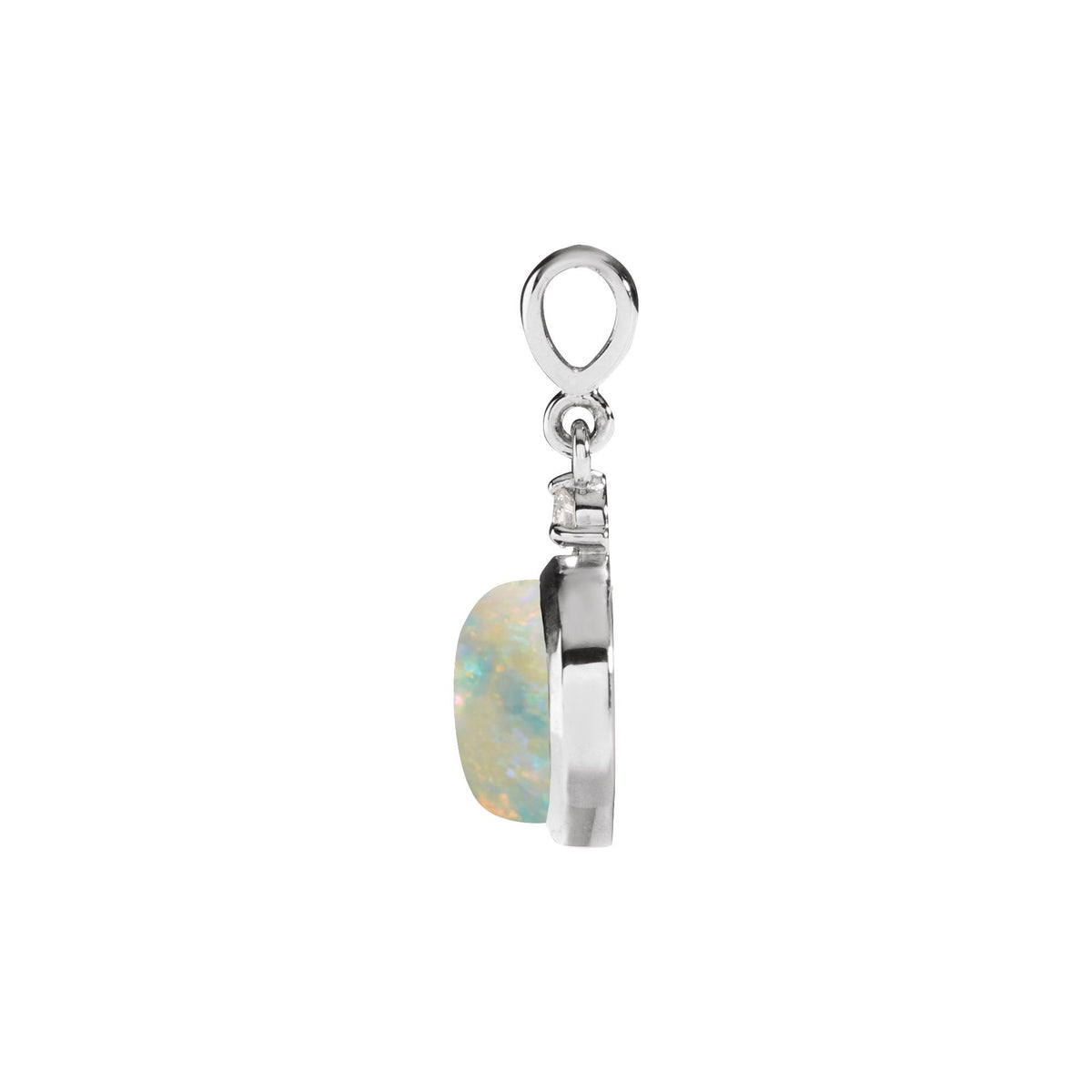 8 mm Natural White Opal & .03 CT Natural Diamond Pendant