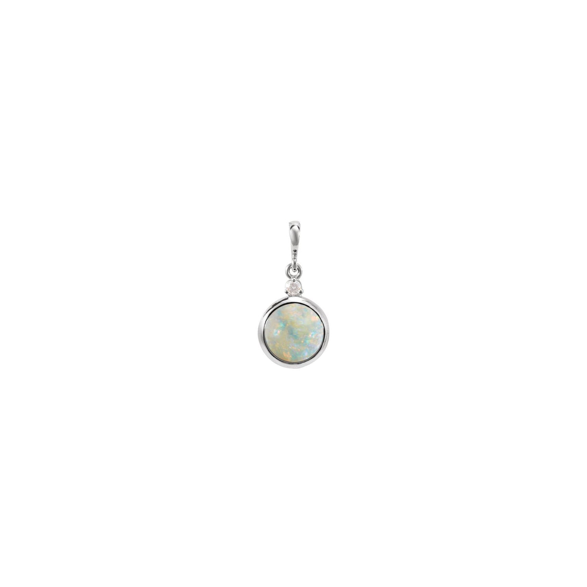 8 mm Natural White Opal & .03 CT Natural Diamond Pendant