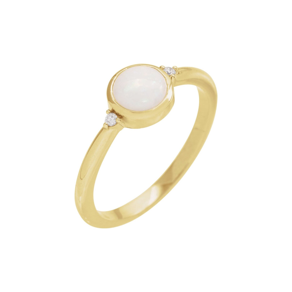 Natural White Opal & .03 CTW Natural Diamond Ring