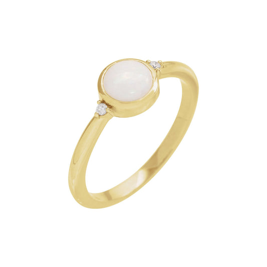 Natural White Opal & .03 CTW Natural Diamond Ring