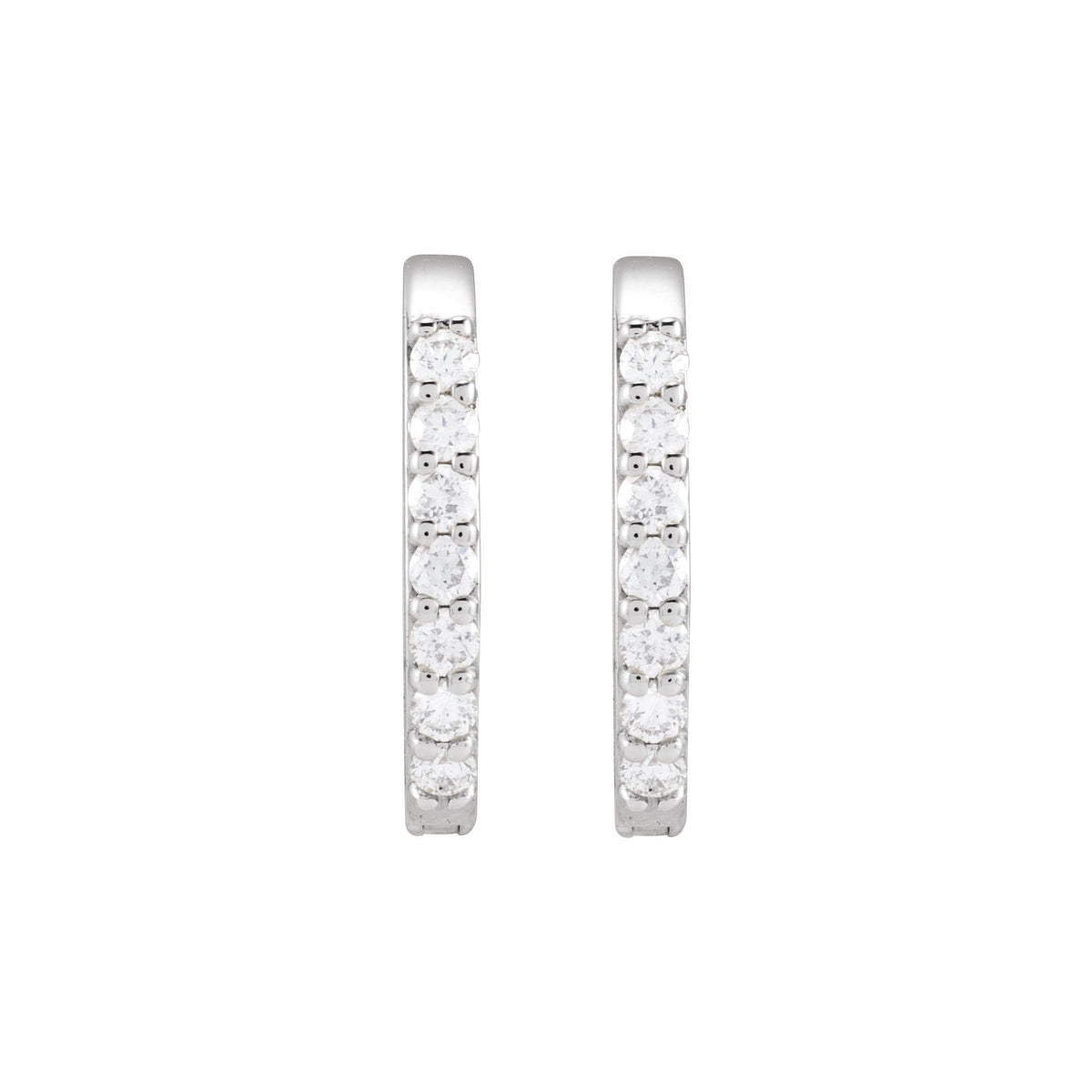 Natural Diamond Accented Elongated Hoop Earrings