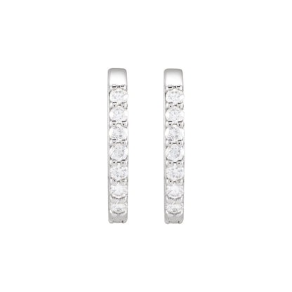 Natural Diamond Accented Elongated Hoop Earrings