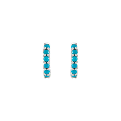 Natural Turquoise Cabochon Hinged 12.2 mm Hoop Earrings