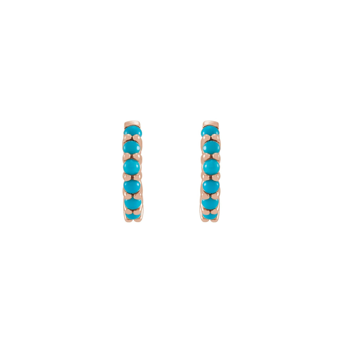 Natural Turquoise Cabochon Hinged 12.2 mm Hoop Earrings