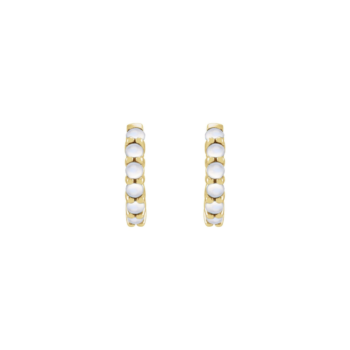 Natural Rainbow Moonstone Cabochon Hinged 12.2 mm Hoop Earrings