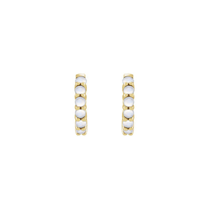 Natural Rainbow Moonstone Cabochon Hinged 12.2 mm Hoop Earrings