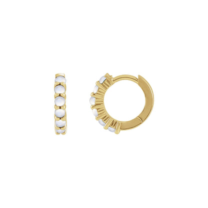 Natural Rainbow Moonstone Cabochon Hinged 12.2 mm Hoop Earrings