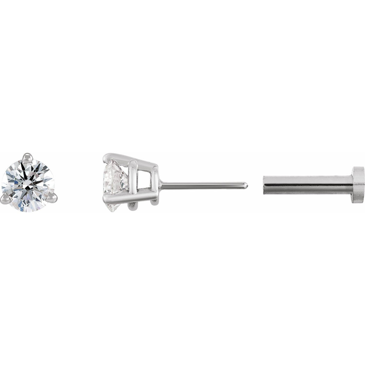1/6 CT Natural Diamond Press Fit Back Stud Earring