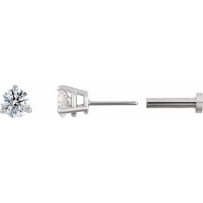 1/6 CT Natural Diamond Press Fit Back Stud Earring