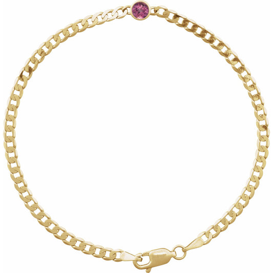 Natural Pink Tourmaline Link 7" Bracelet