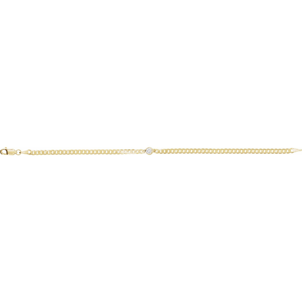 Natural Diamond Bezel-Set Solitaire Curb Link Bracelet