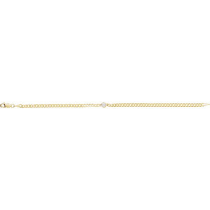 Natural Diamond Bezel-Set Solitaire Curb Link Bracelet
