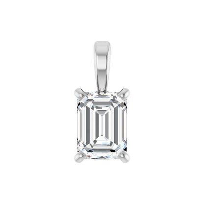 Natural Diamond Emerald 4-Prong Solitaire Pendant
