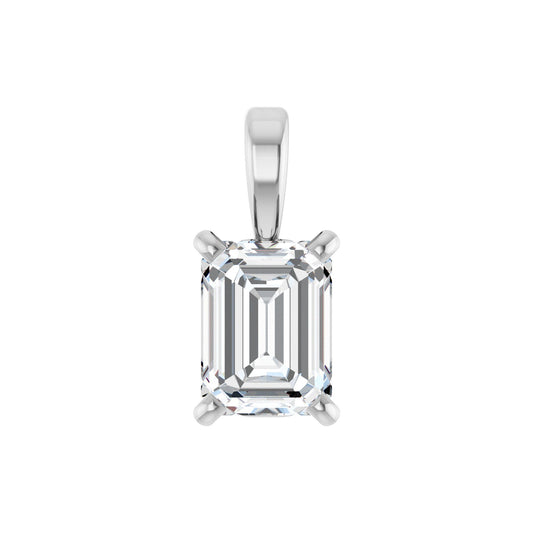 Natural Diamond Emerald 4-Prong Solitaire Pendant