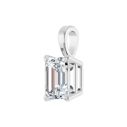 Natural Diamond Emerald 4-Prong Solitaire Pendant