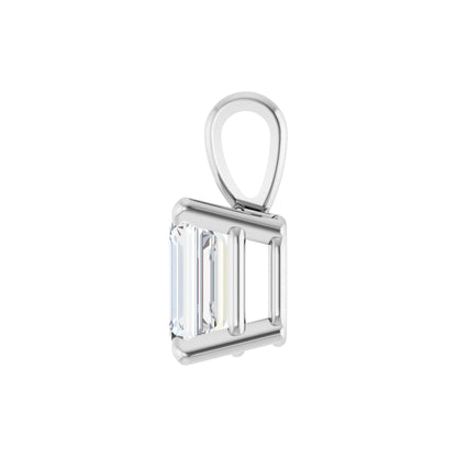Natural Diamond Emerald 4-Prong Solitaire Pendant